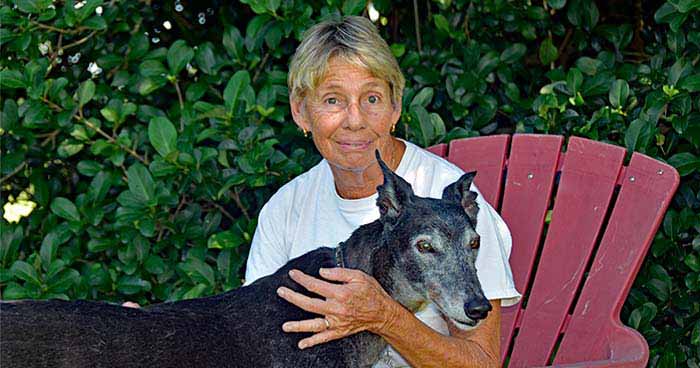 Joyce with greyhound